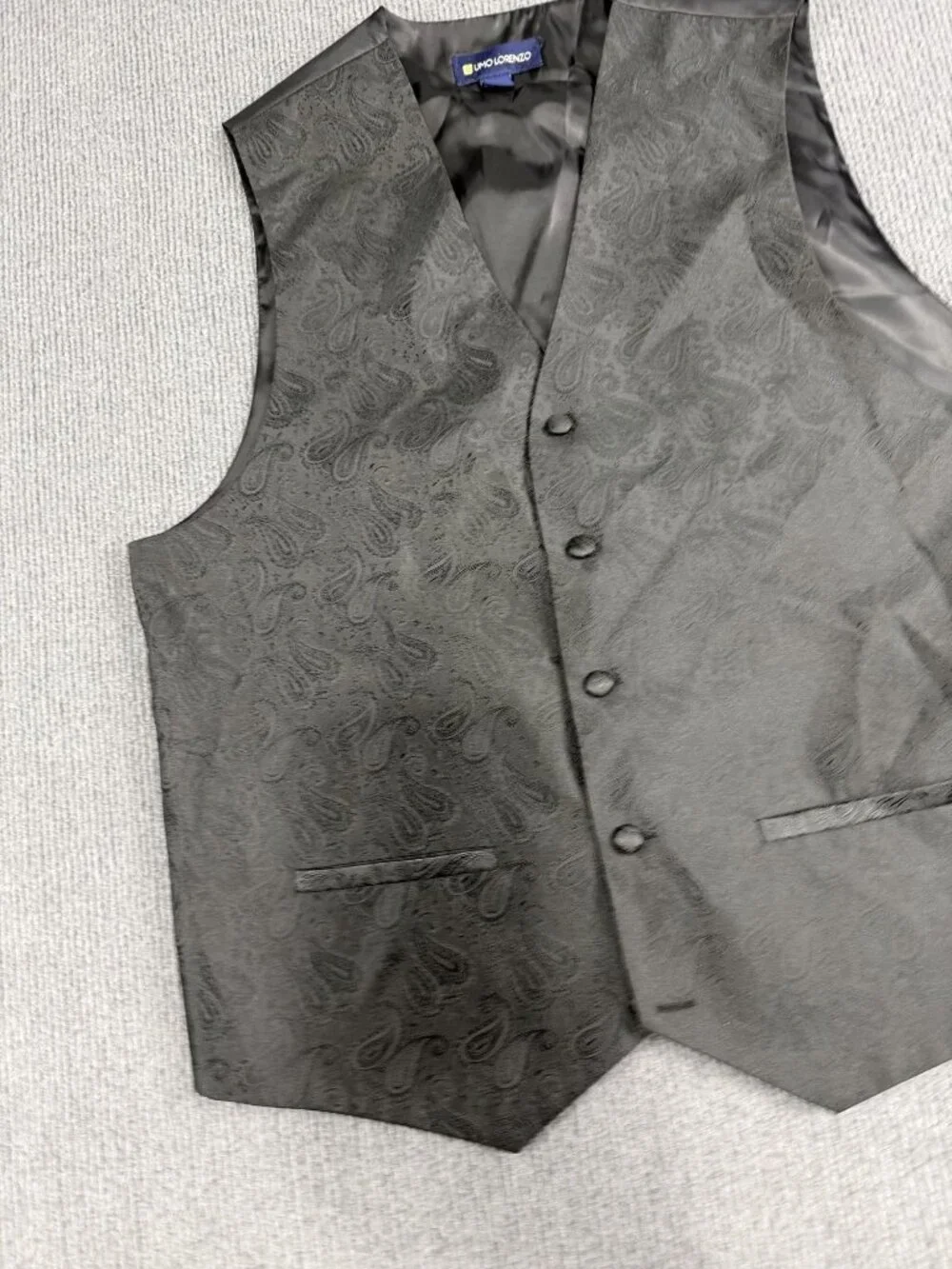 Umo Lorenzo Mens Black Paisley Vest S